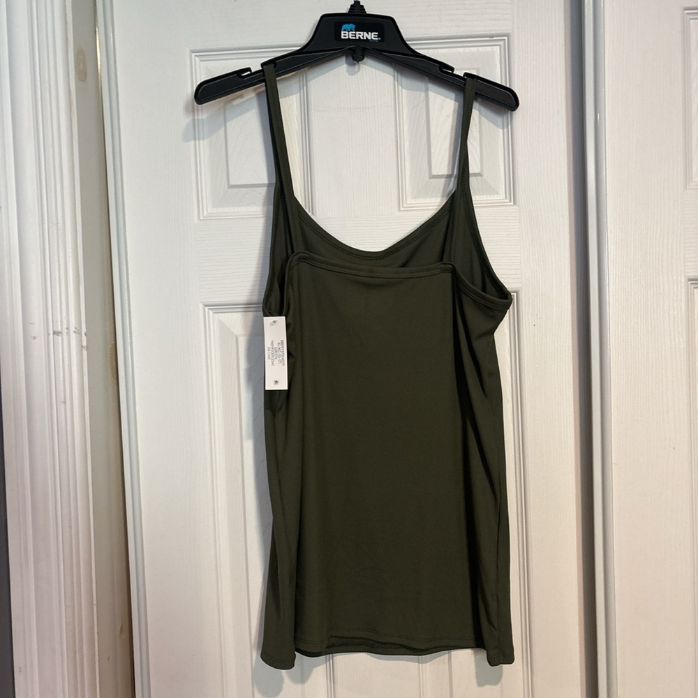 No Boundaries Olive Green Slim Strap Tank Top